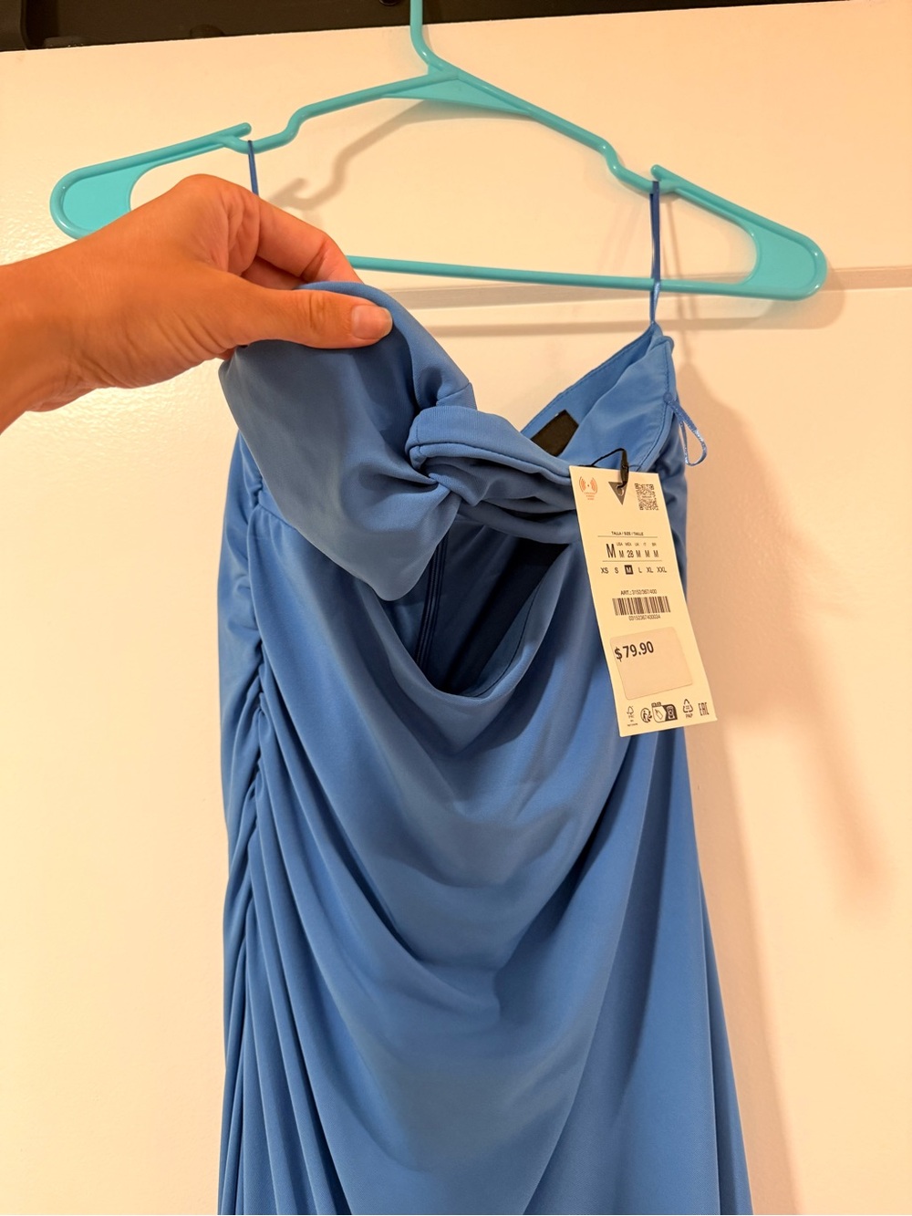 Zara Strapless Sky Blue Cutout Maxi Dress - Picture 7 of 9